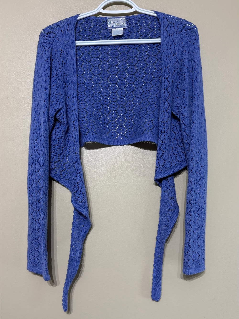 Vintage 90’s April Cornell Knit Cropped Tie Front Bolero/ Shrug